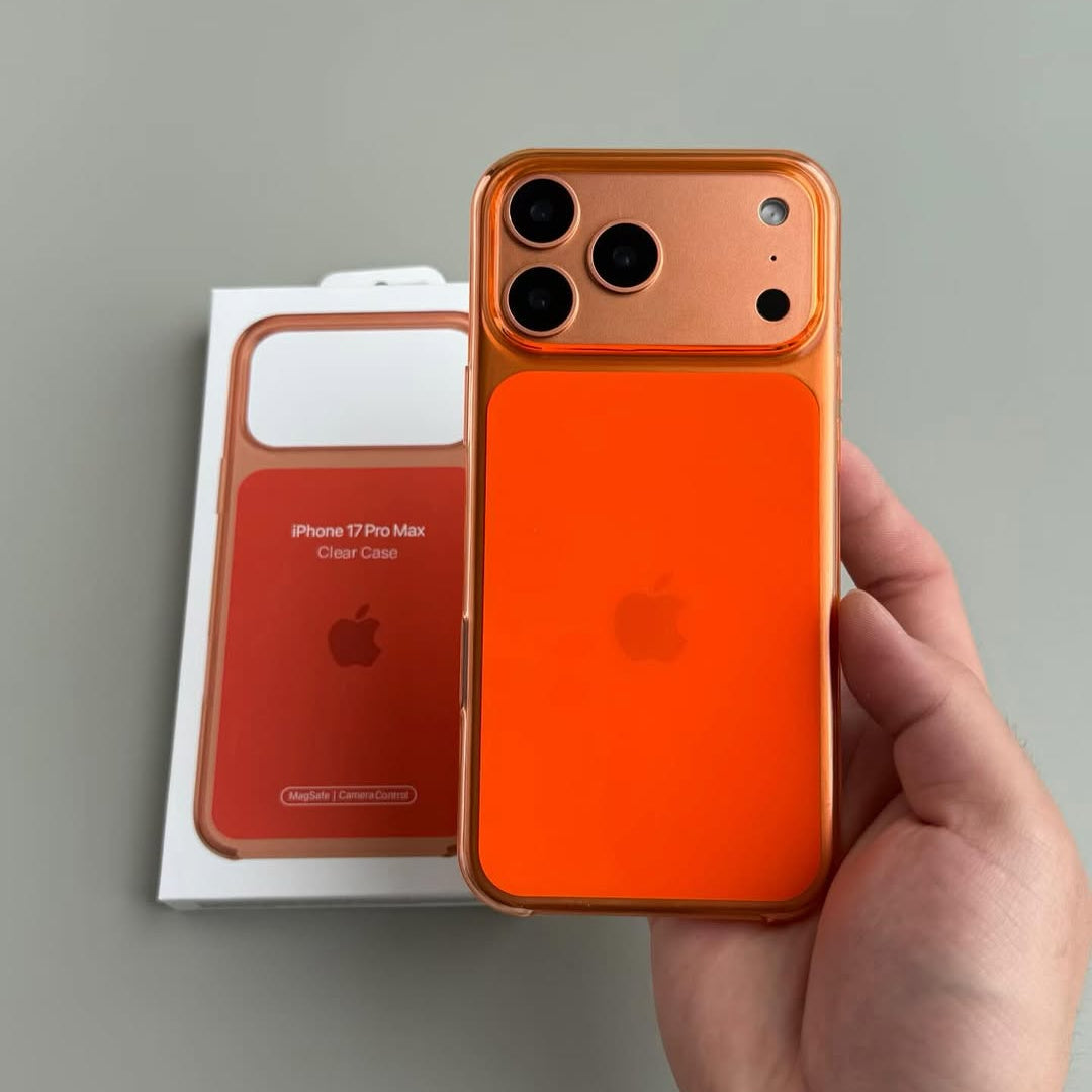 iPhone MagSafe Özellikli Turuncu Şeffaf Telefon Kılıfı