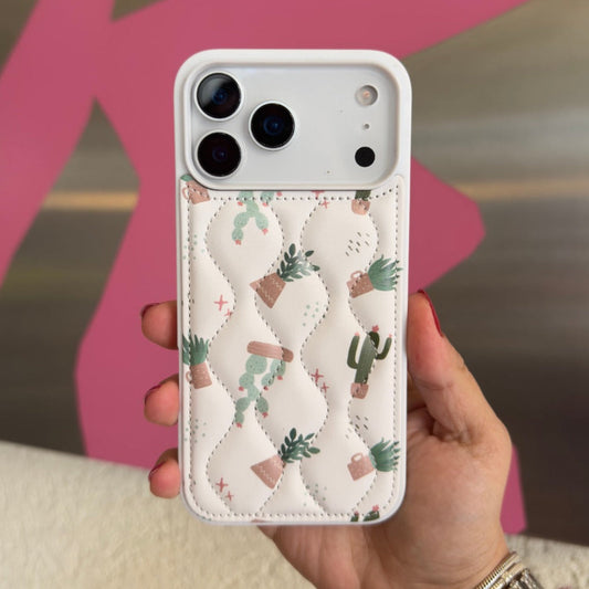 Kaktüs Desenli Puflu Telefon Kılıfı