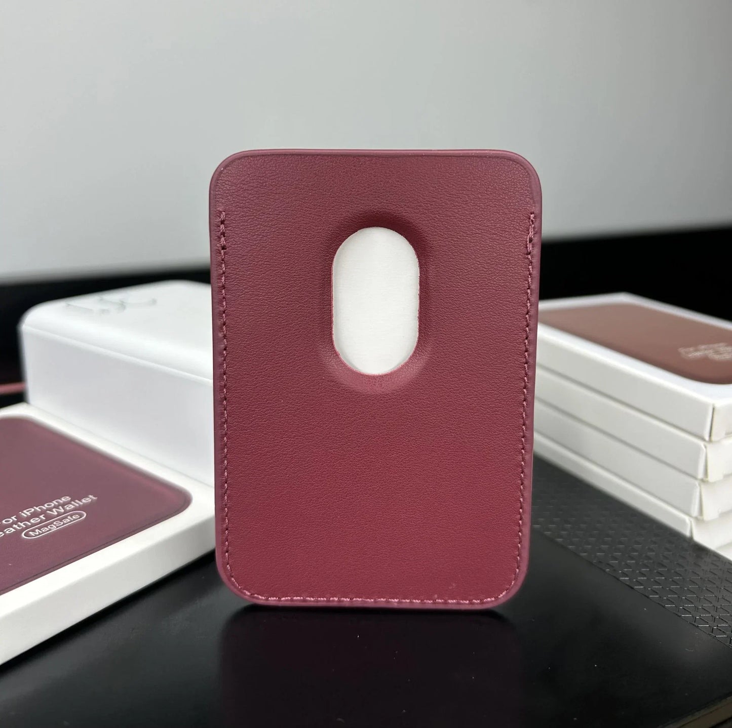 MagSafe Özellikli Deri Cüzdan Bordo