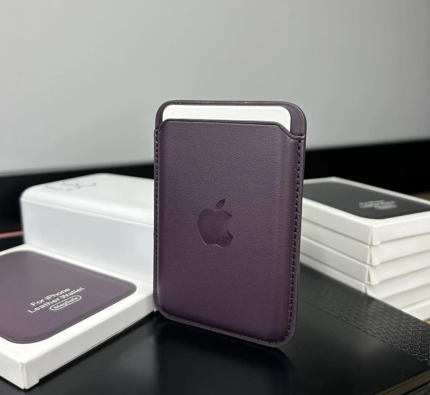 MagSafe Özellikli Deri Cüzdan Derin Mor