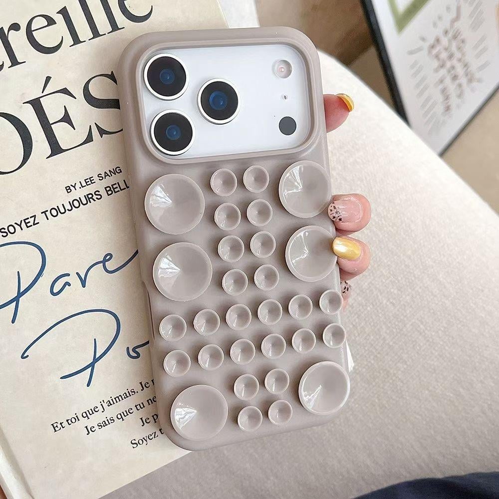 Vantuzlu Bubble İphone Telefon Kılıfı Gri