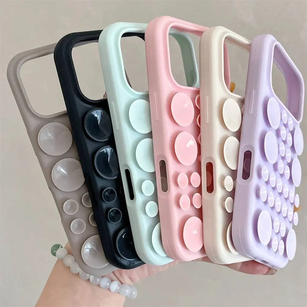 Vantuzlu Bubble İphone Telefon Kılıfı Siyah