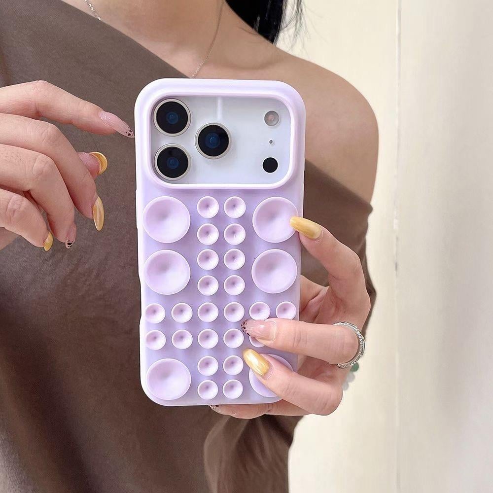Vantuzlu Bubble İphone Telefon Kılıfı Lila