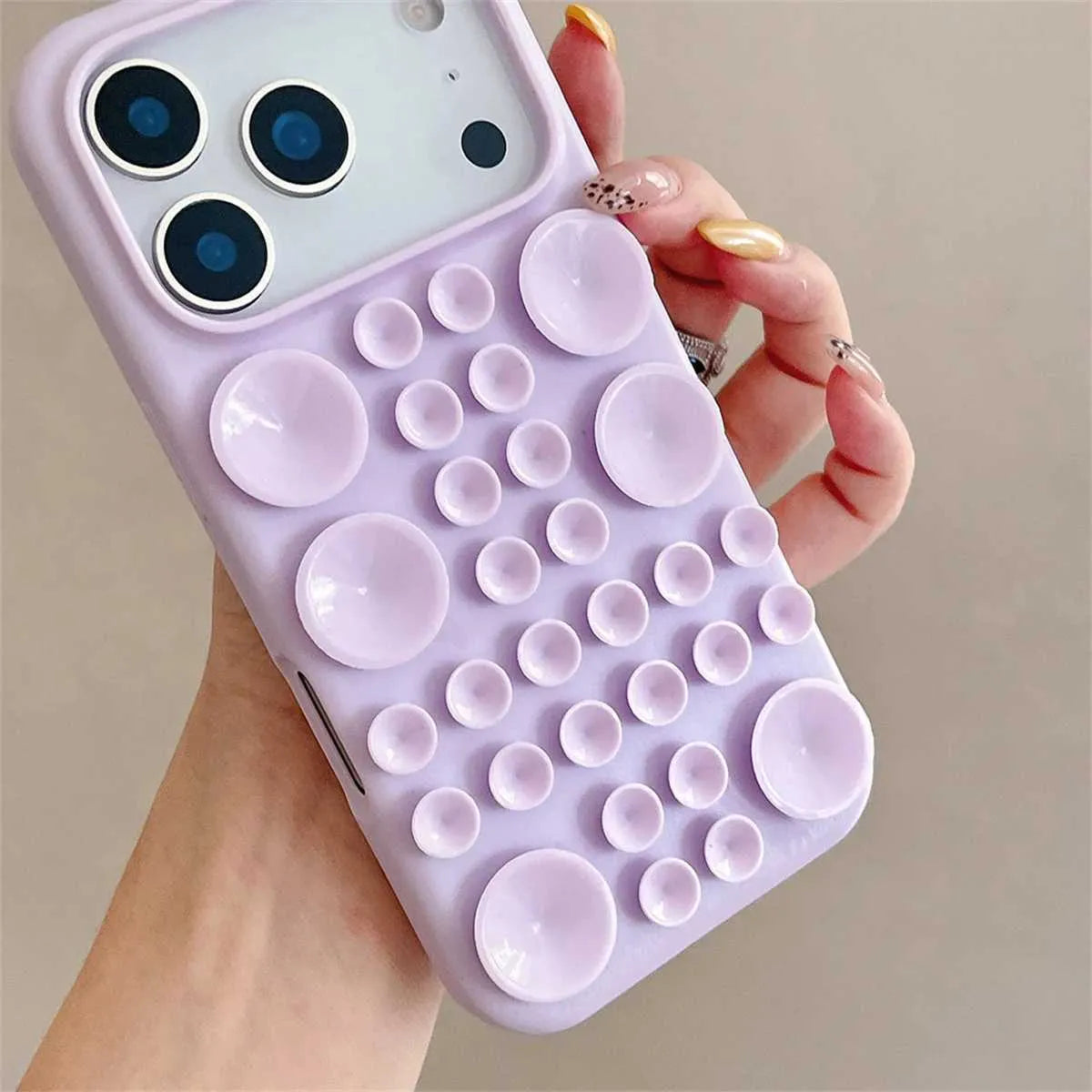 Vantuzlu Bubble İphone Telefon Kılıfı Lila
