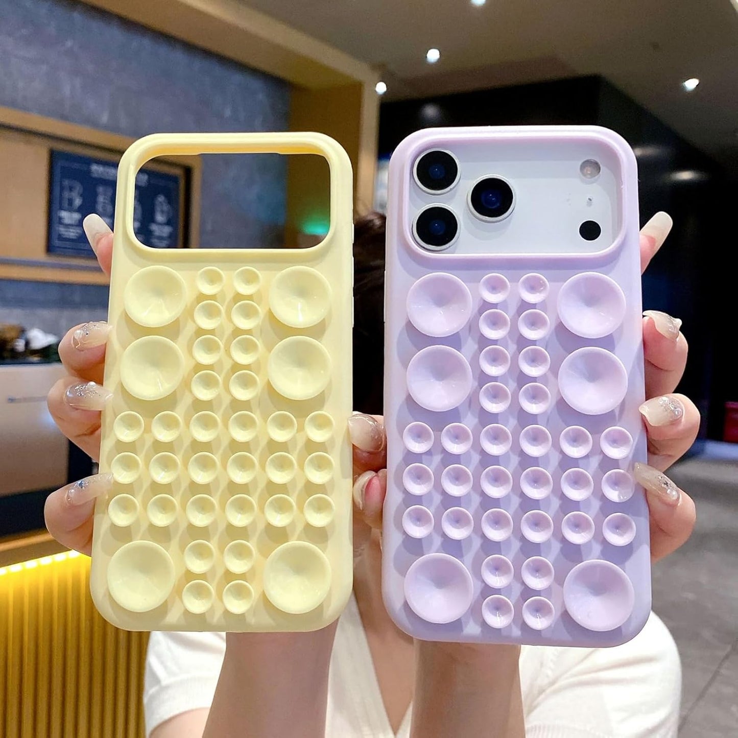 Vantuzlu Bubble İphone Telefon Kılıfı Lila