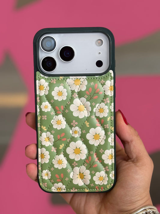 Papatya Desenli Puflu Telefon Kılıfı
