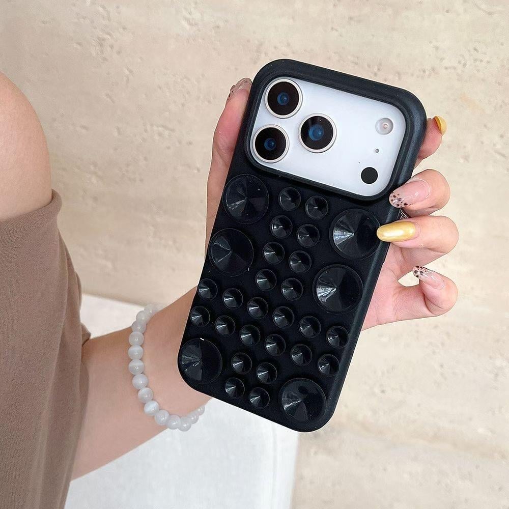 Vantuzlu Bubble İphone Telefon Kılıfı Siyah