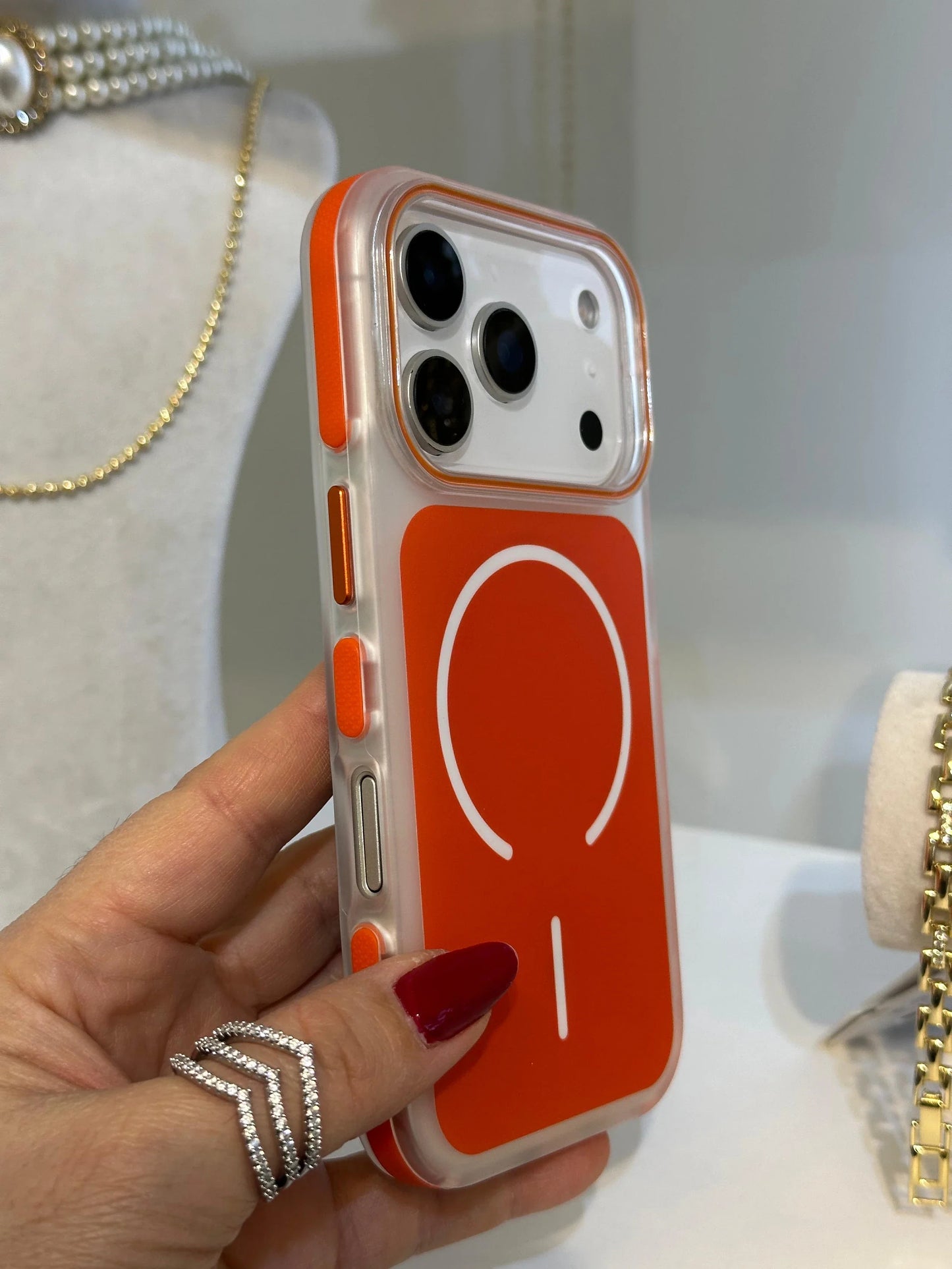 Magsafe Uyumlu Renkli iPhone Telefon Kılıfı Turuncu